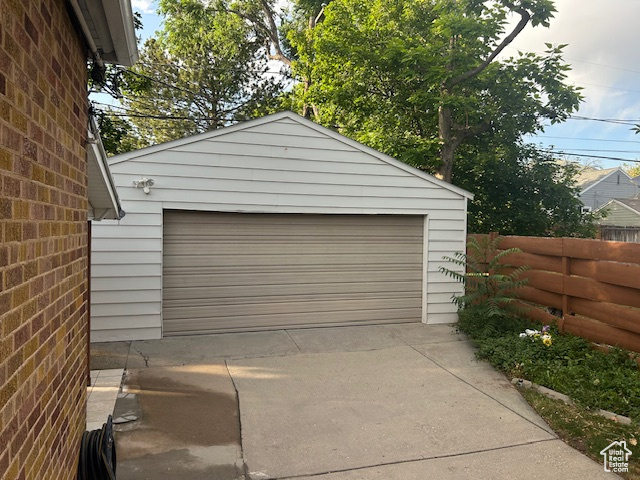 View of detached garage