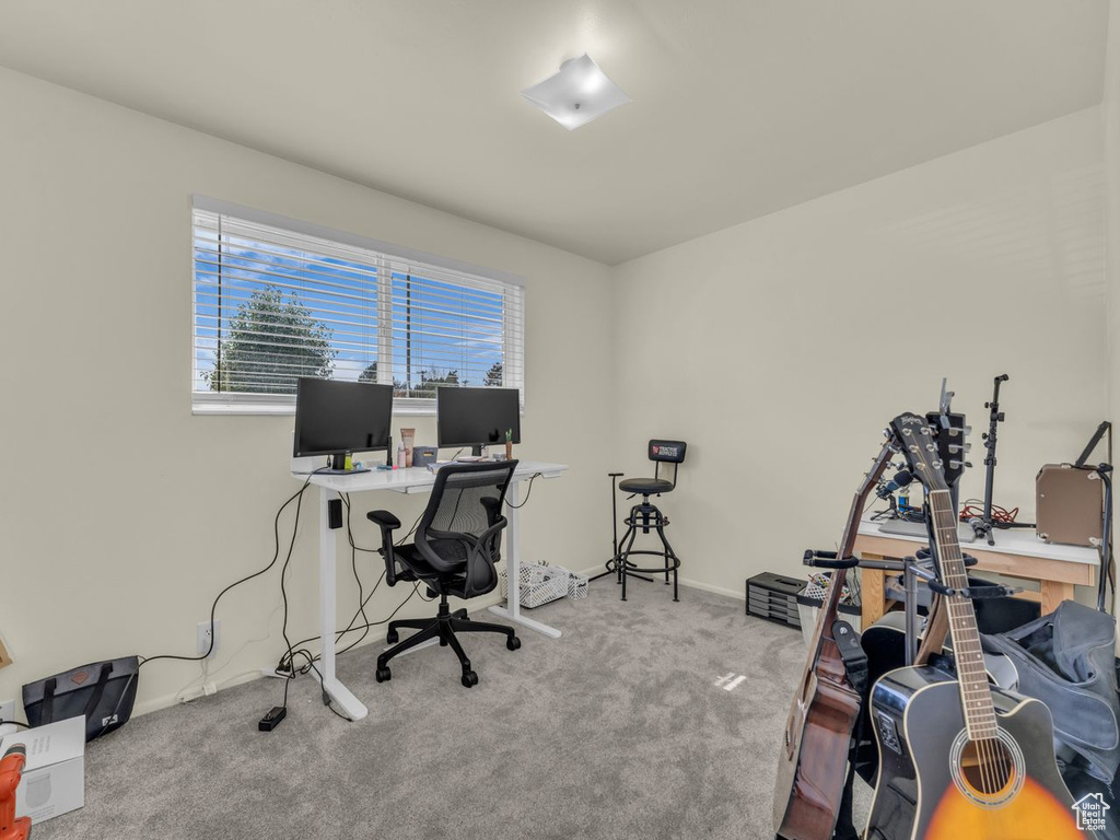 Office with carpet flooring