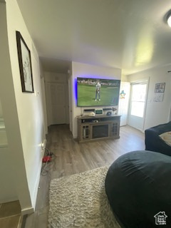 Living area featuring wood finished floors