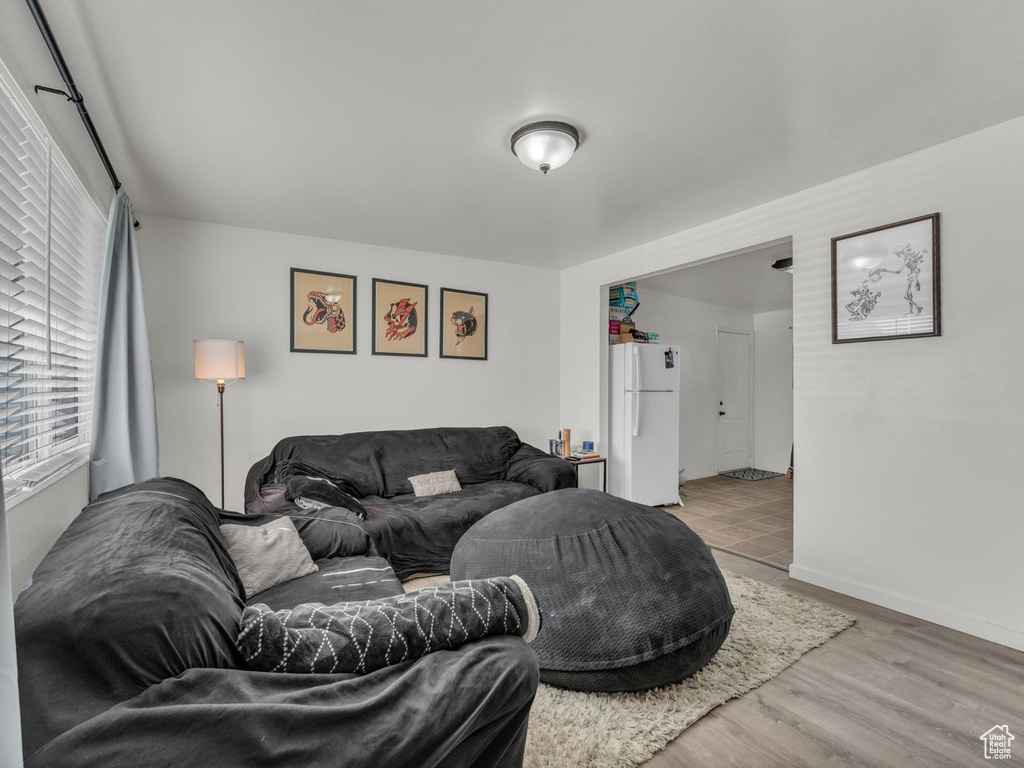 Living area featuring wood finished floors