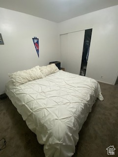 Bedroom featuring a closet and carpet flooring