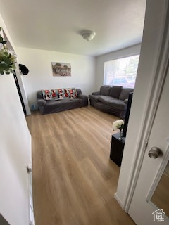 Living room featuring wood finished floors