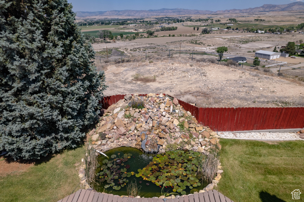 Aerial view of a mountainous background
