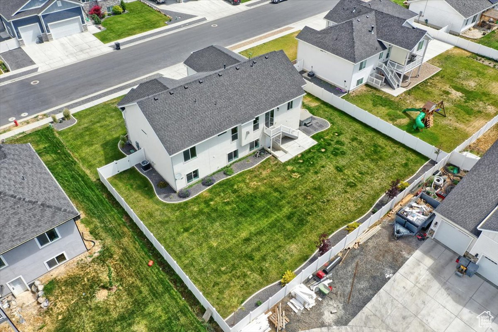 Aerial perspective of suburban area