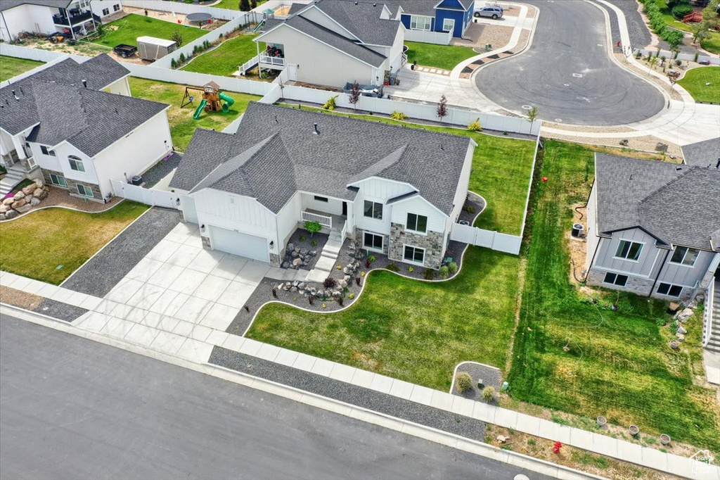 Aerial perspective of suburban area