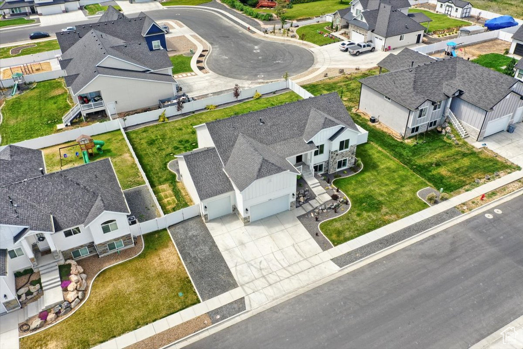 Aerial perspective of suburban area