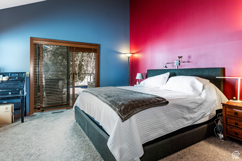 Bedroom featuring carpet