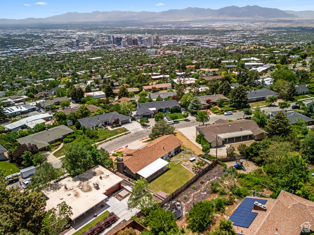 Aerial view of a mountainous background