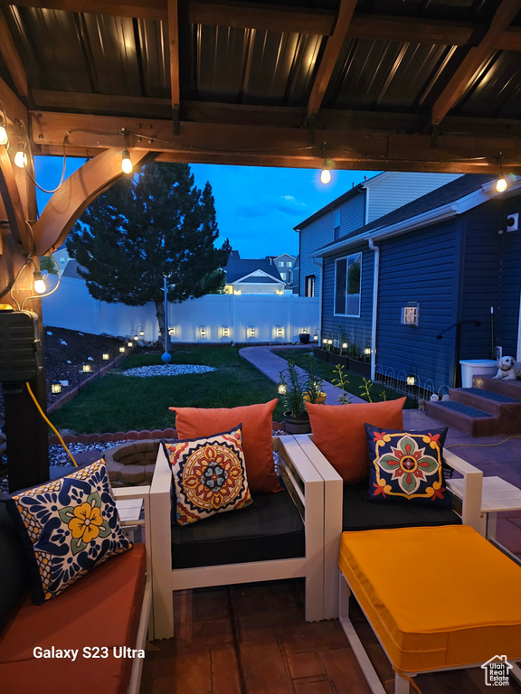 View of patio featuring outdoor lounge area