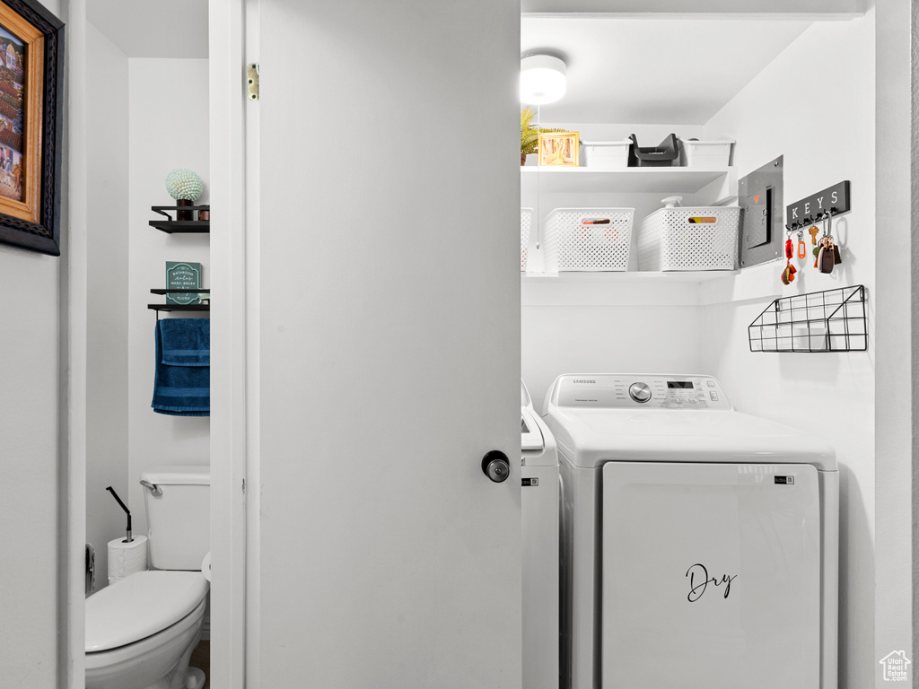 Laundry area featuring washer / clothes dryer and electric panel