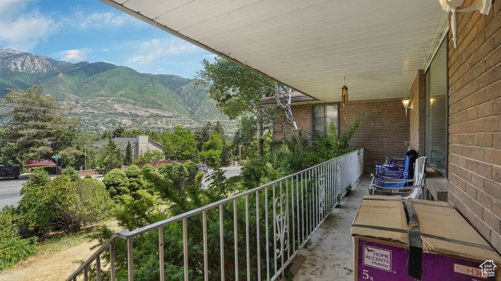 Balcony with a mountain view