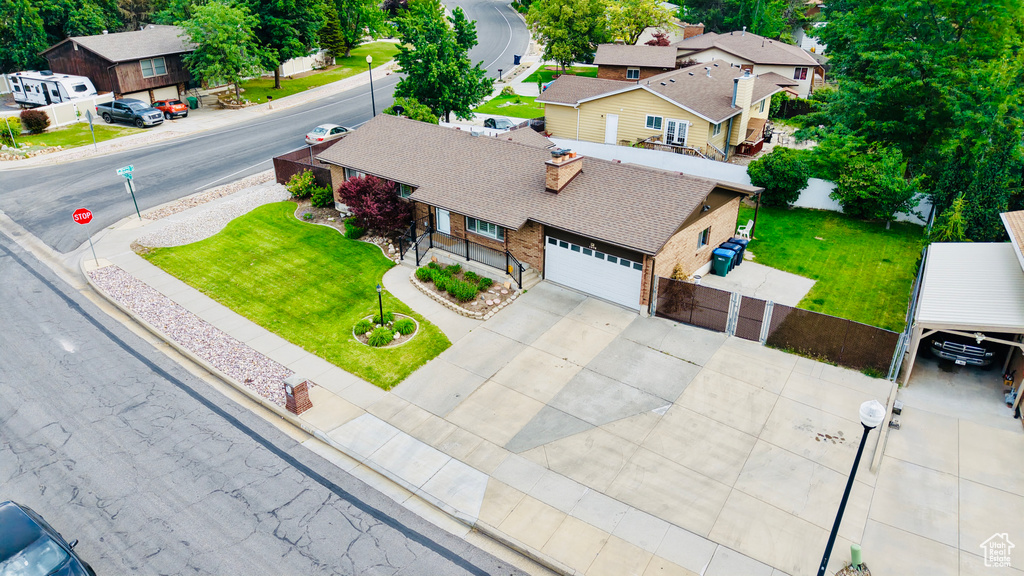 Aerial view of residential area