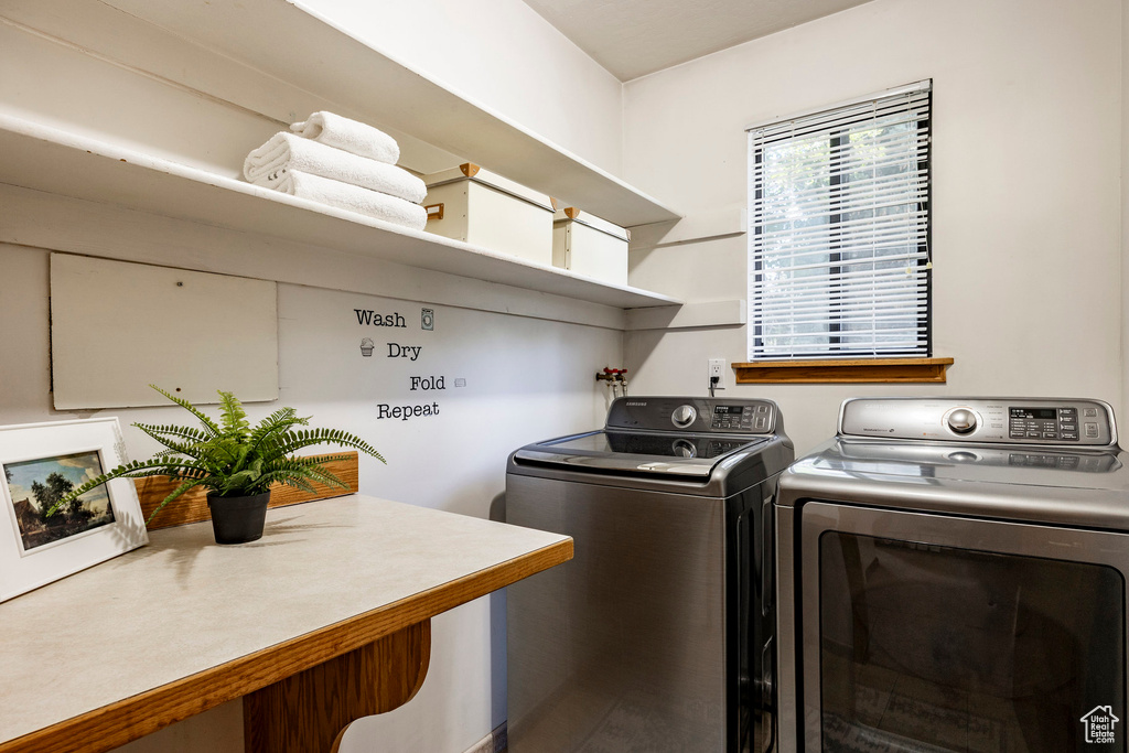 Laundry area featuring separate washer and dryer