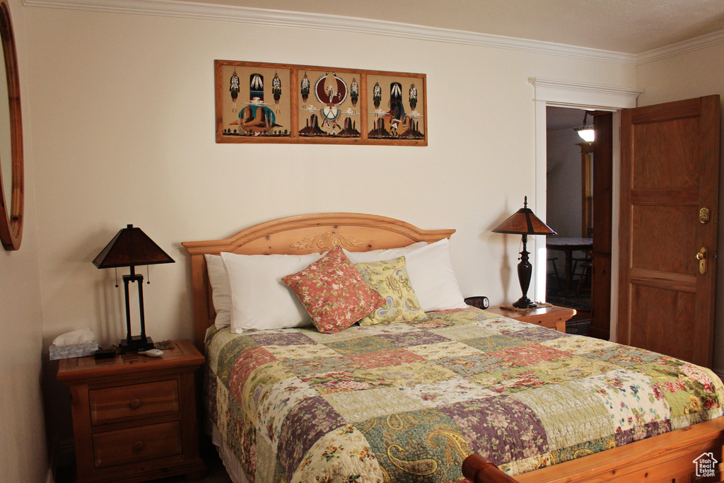 Bedroom with crown molding