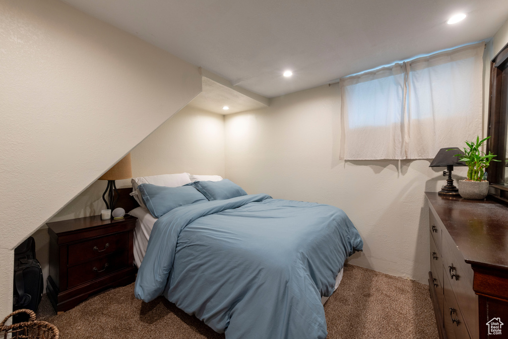 Bedroom with carpet and recessed lighting