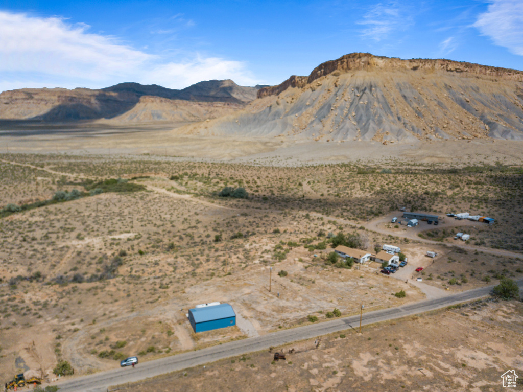 View of mountain background with a desert landscape and rural landscape