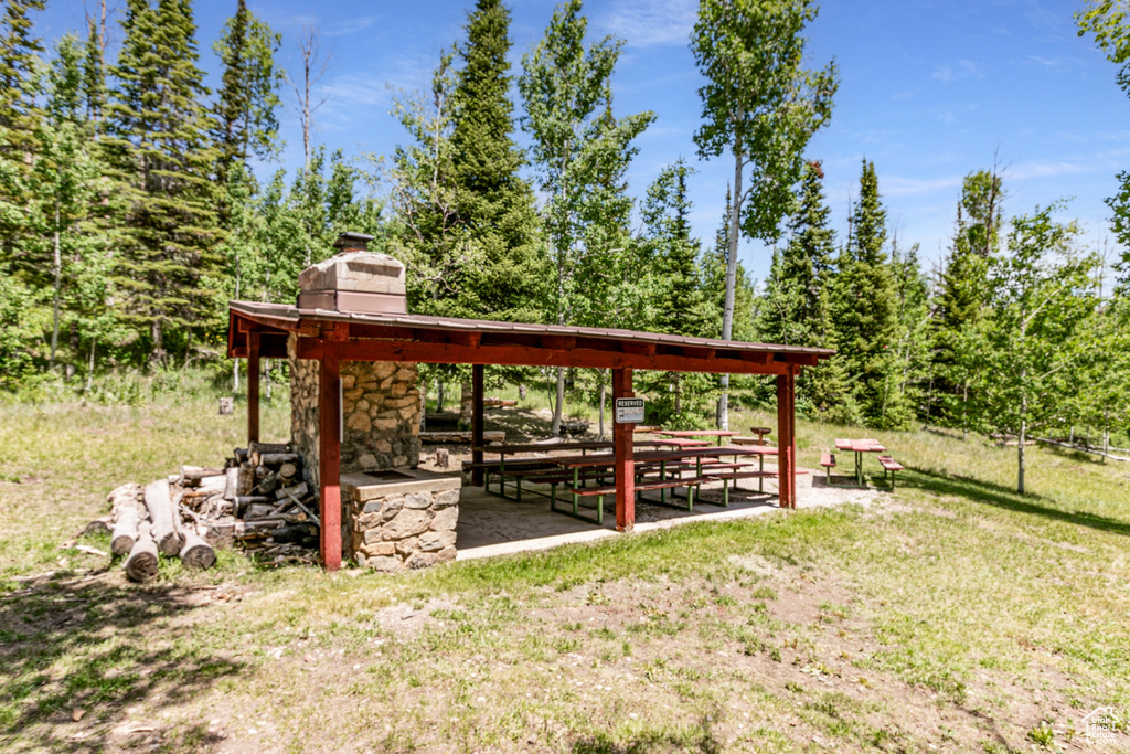 View of yard featuring a gazebo