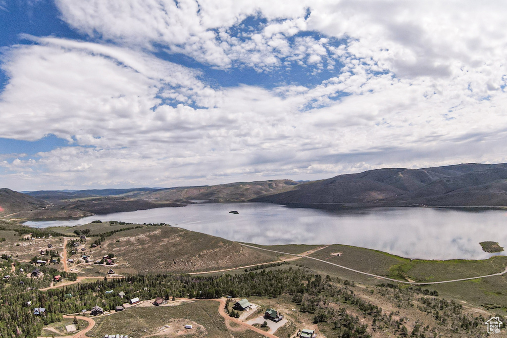 Drone / aerial view of a water and mountain view