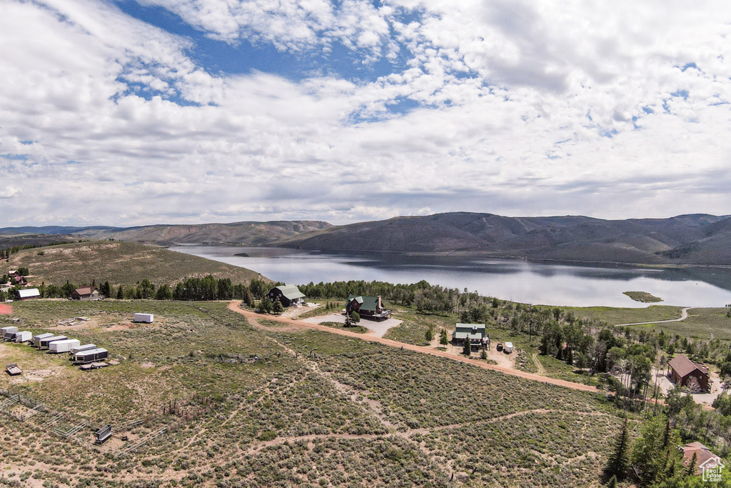 Drone / aerial view of a water and mountain view