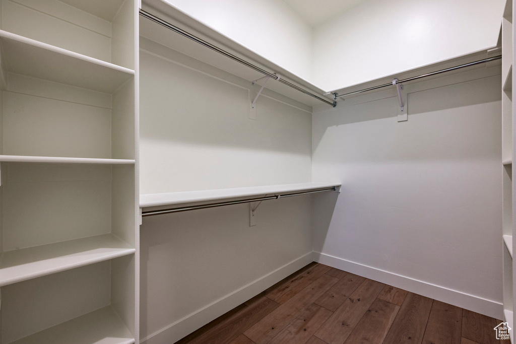 Spacious closet with hardwood / wood-style flooring