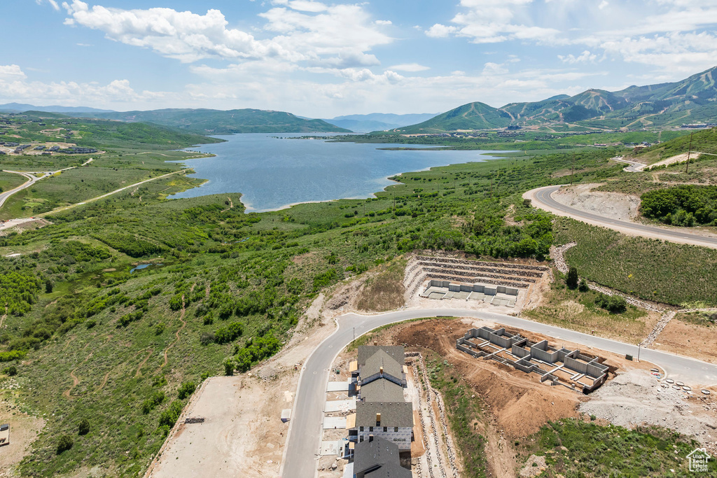 Bird's eye view of a water and mountain view