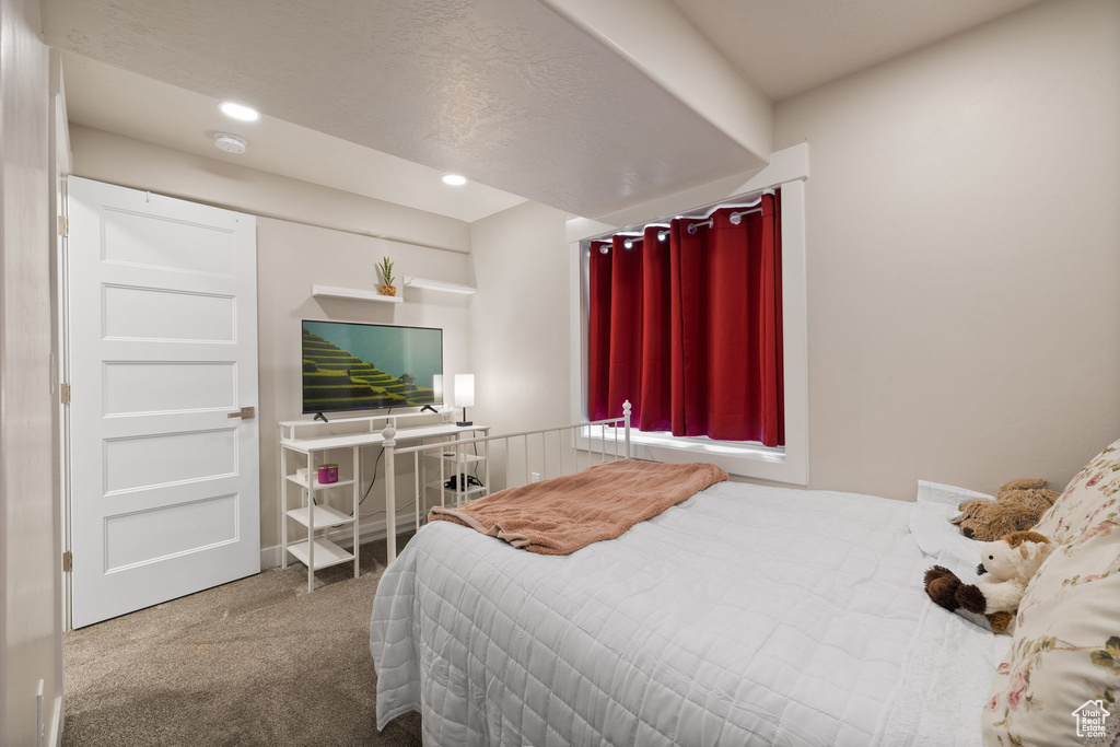 Bedroom featuring carpet flooring and recessed lighting