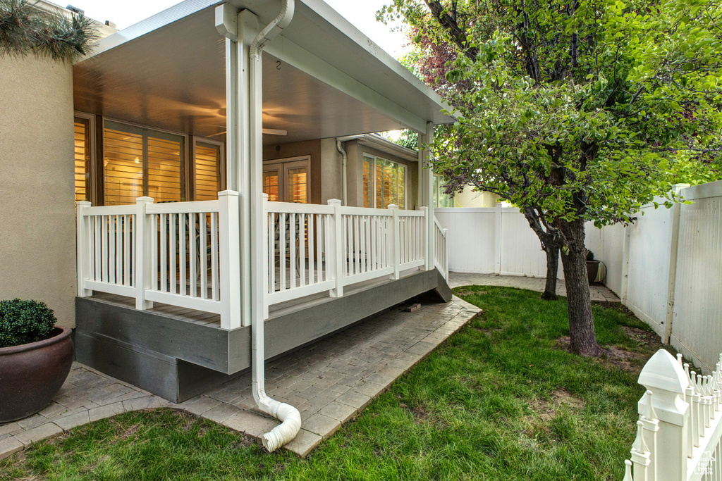 View of fenced backyard