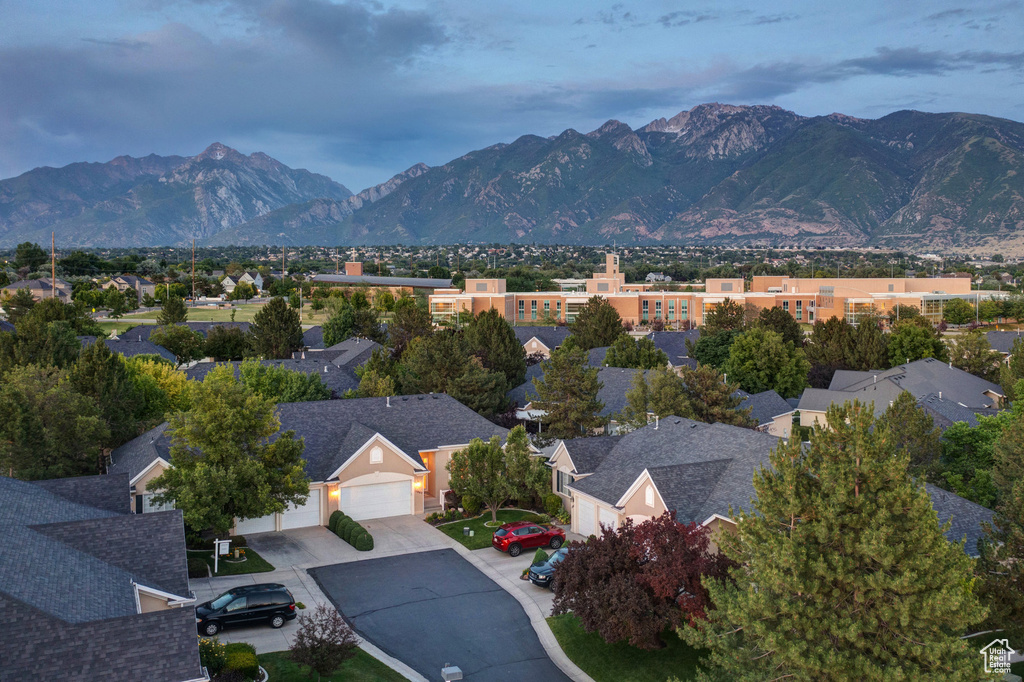 View of mountain background with nearby suburban area