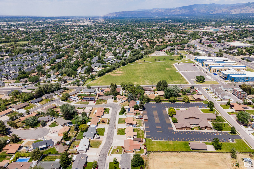 Drone / aerial view of a mountain backdrop