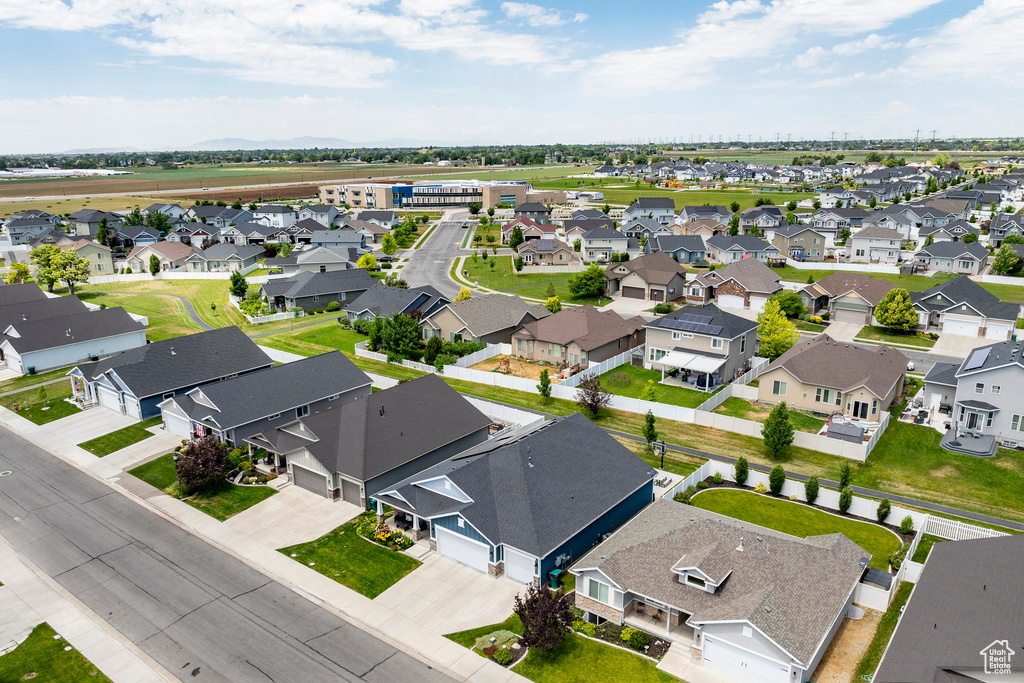 Aerial perspective of suburban area