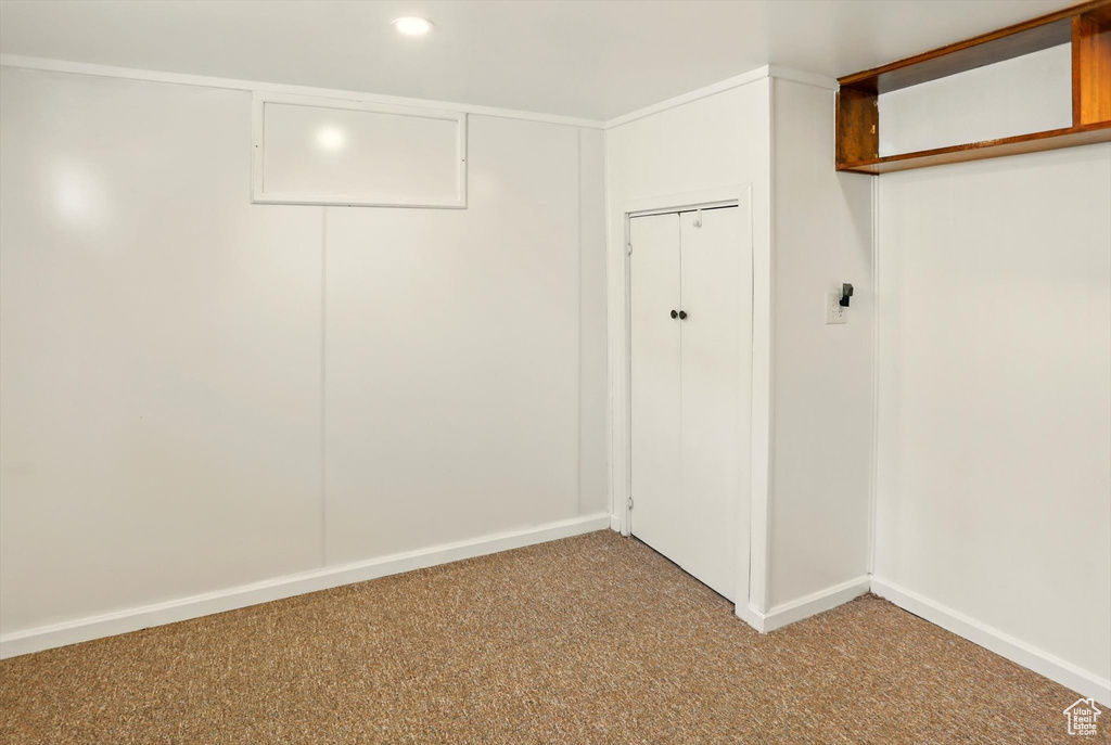 Basement featuring carpet floors and recessed lighting