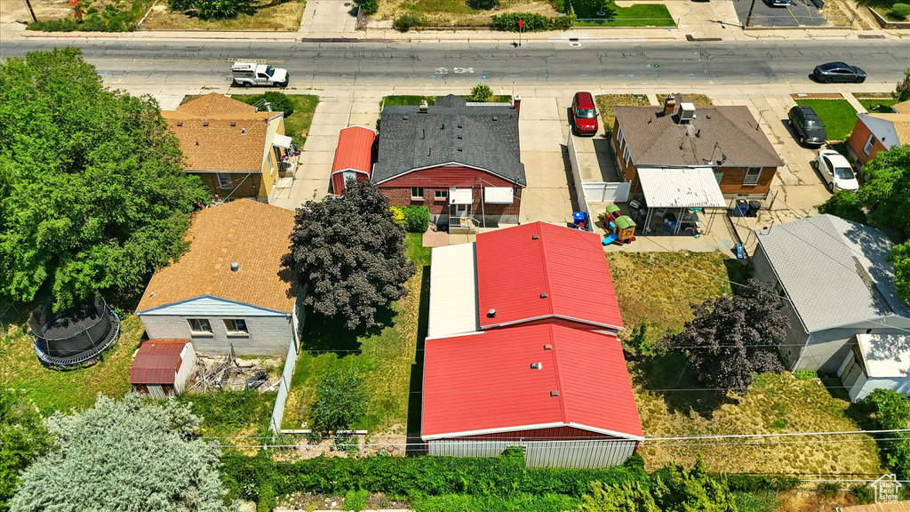 Aerial perspective of suburban area