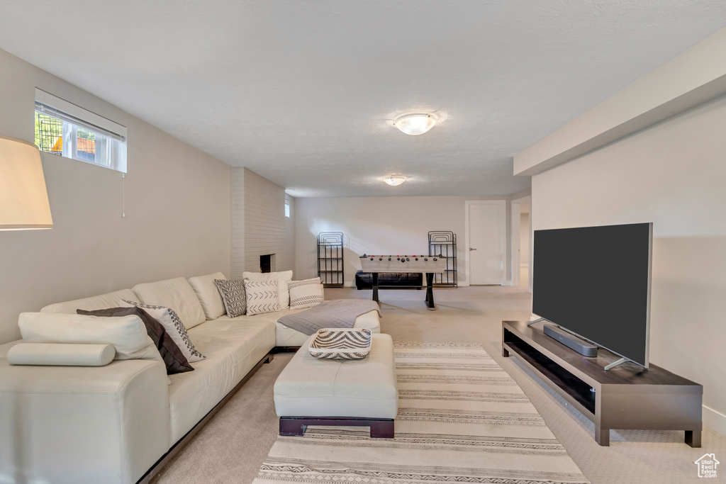 View of carpeted living area