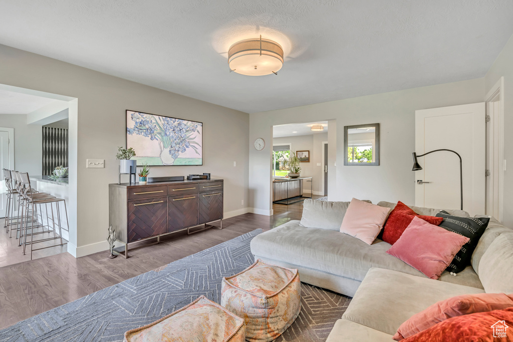 Living room with wood finished floors