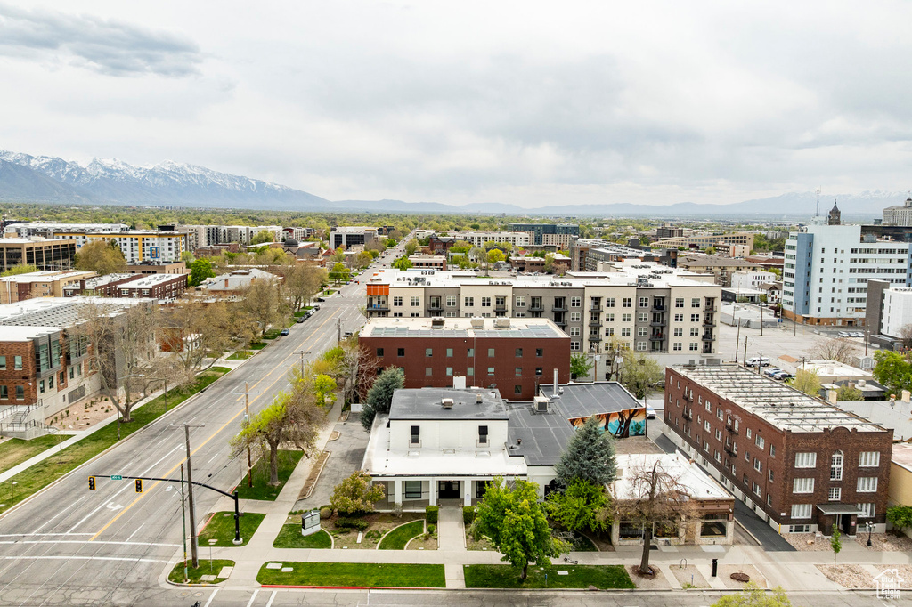 View of urban area featuring a mountain backdrop