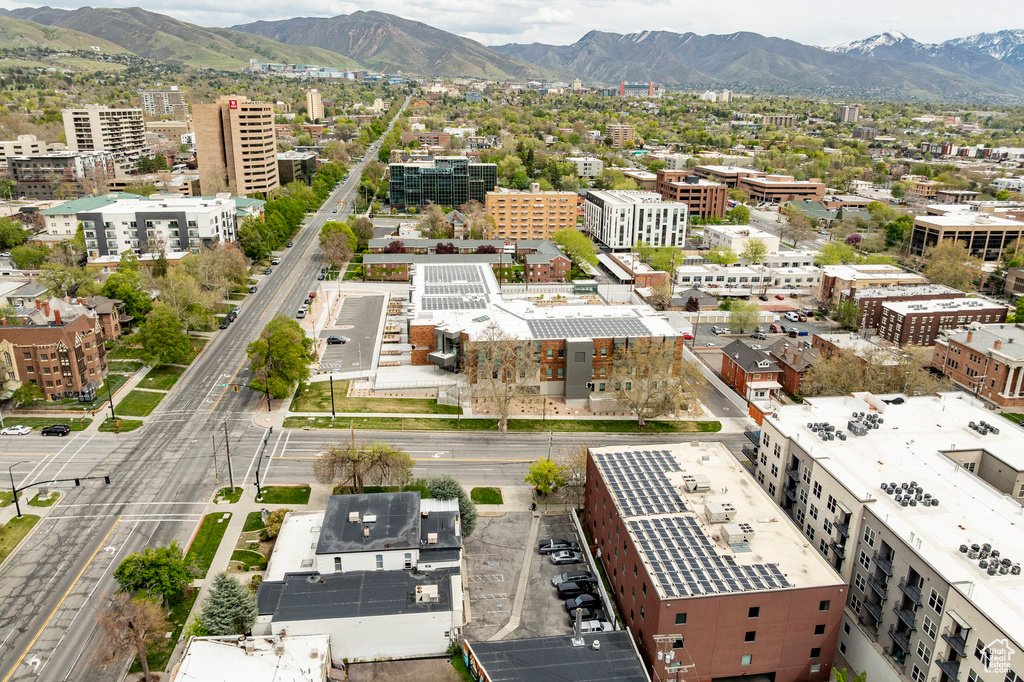 View of urban area with a mountainous background