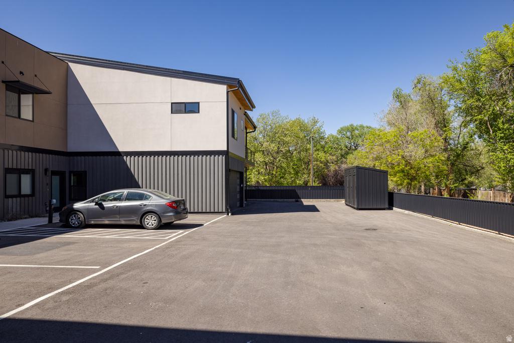 View of uncovered parking lot