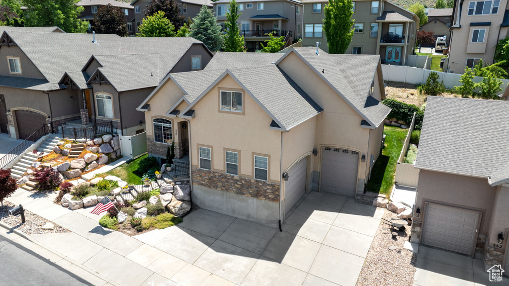 Aerial view of residential area