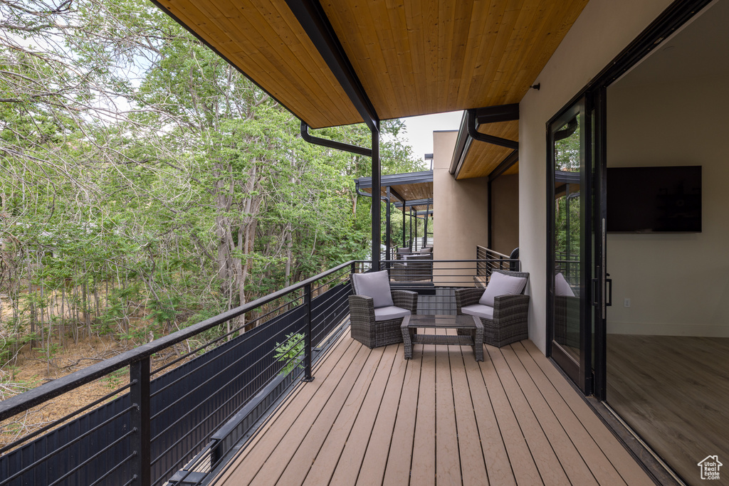 View of wooden deck