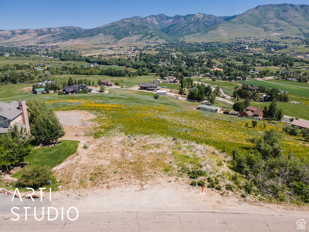 Aerial view of a mountainous background