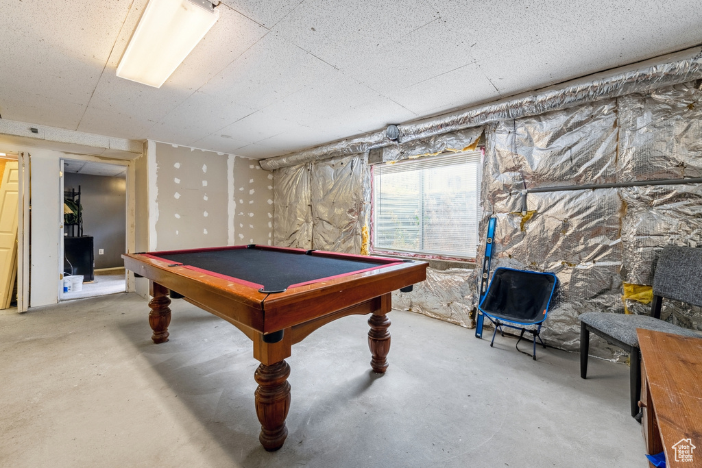 Rec room featuring concrete floors and pool table