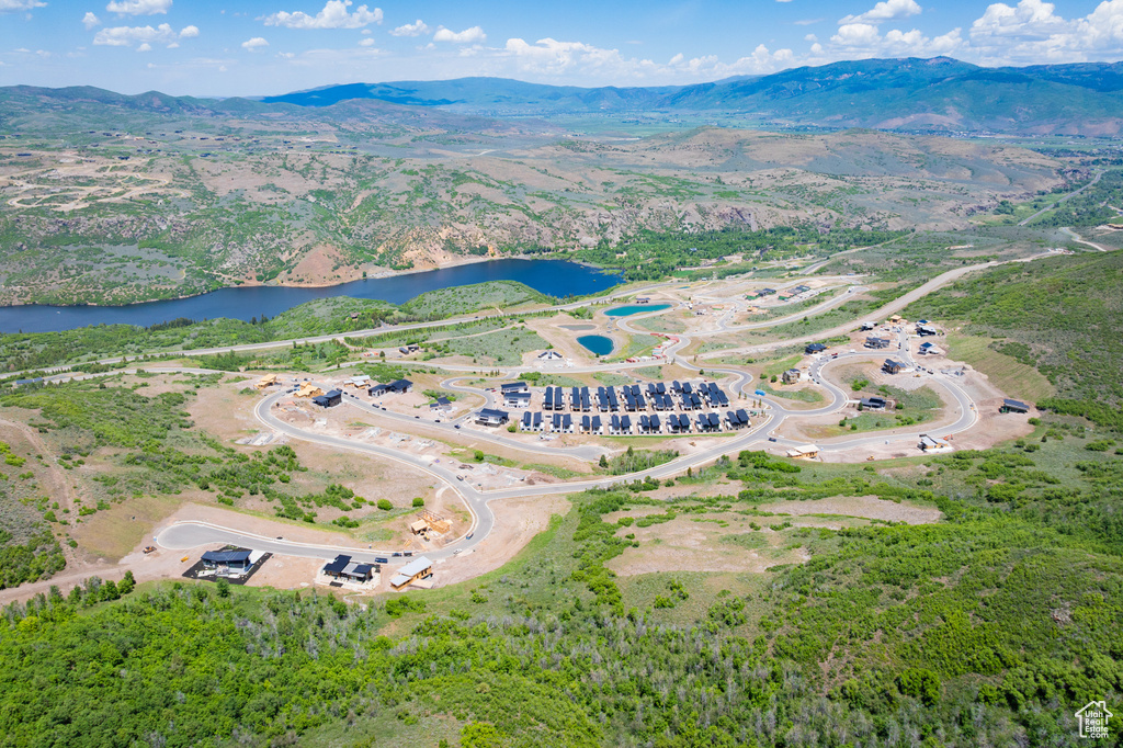 Drone / aerial view of a water and mountain view
