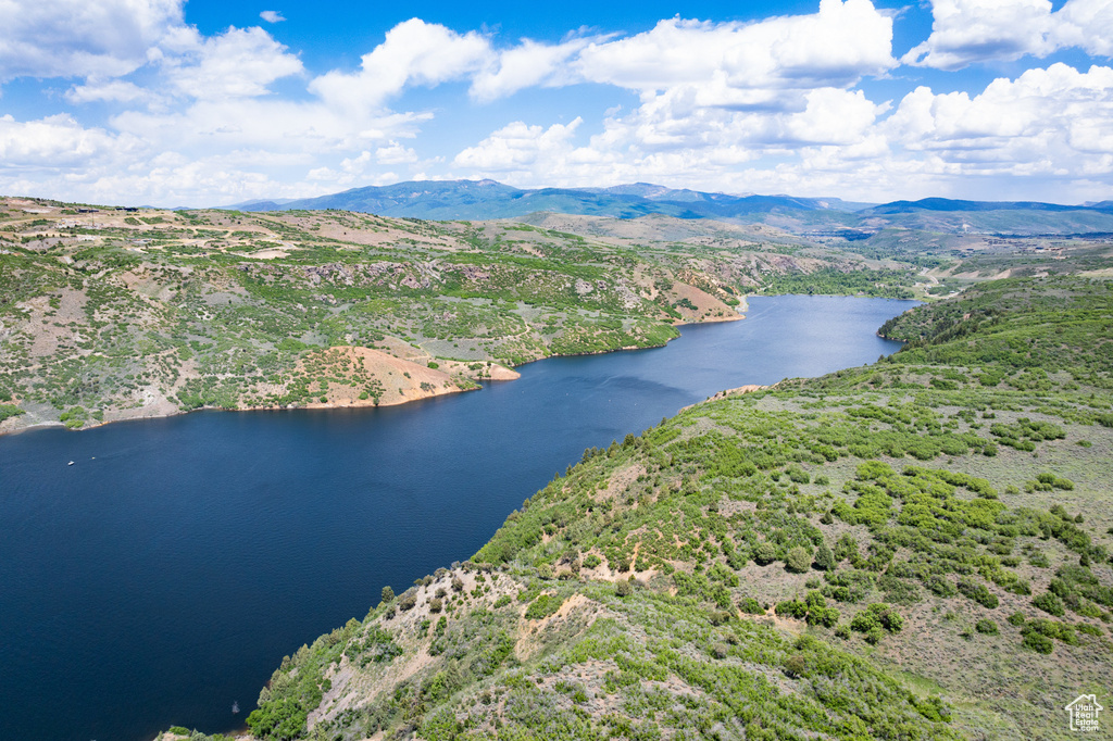 Drone / aerial view of a water and mountain view