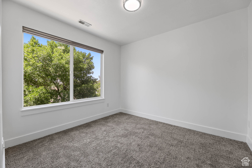 Carpeted spare room with healthy amount of natural light