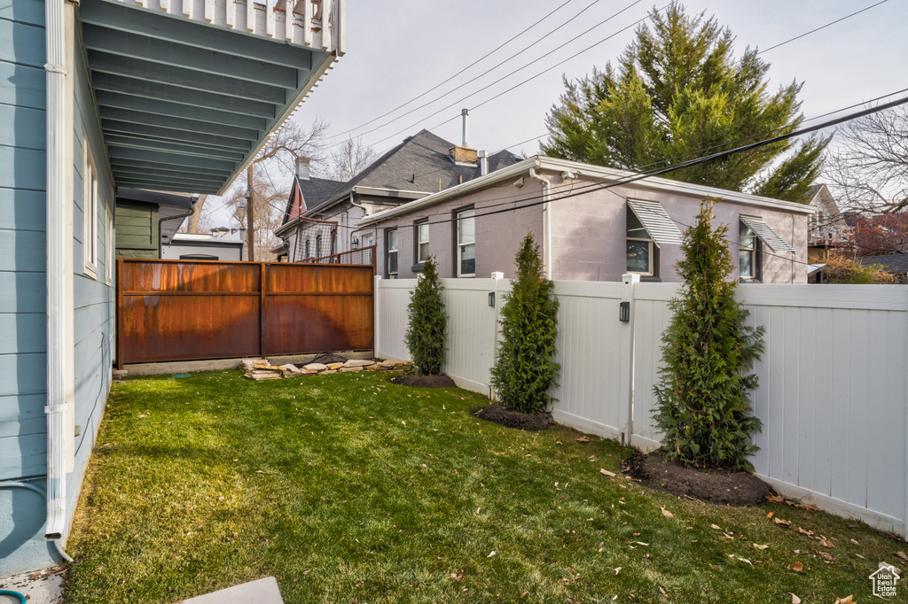 View of fenced backyard