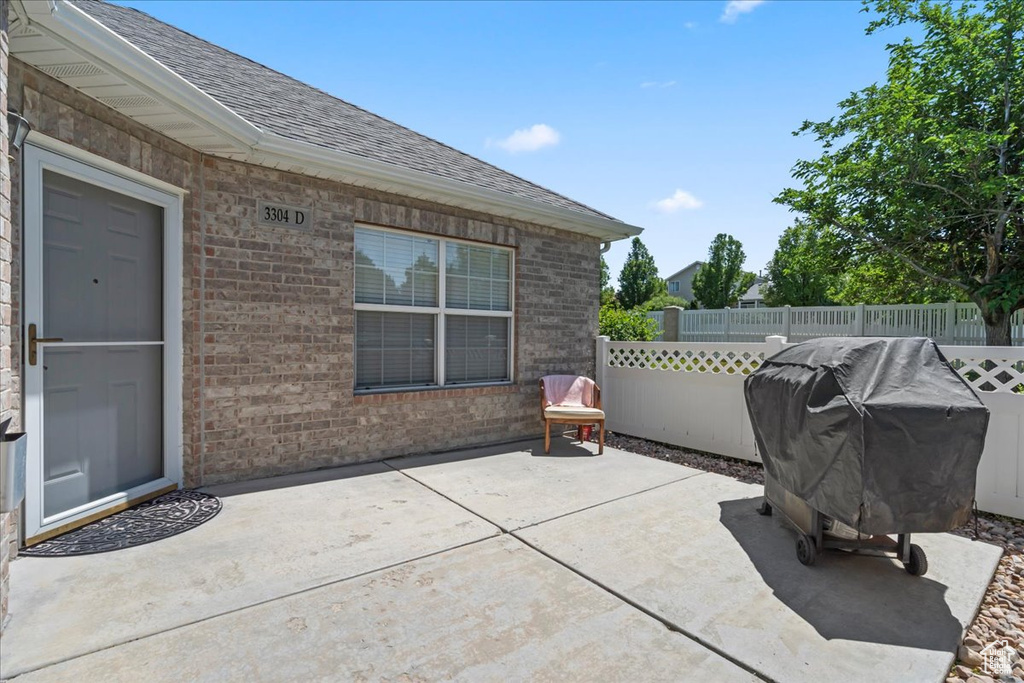 View of patio with grilling area