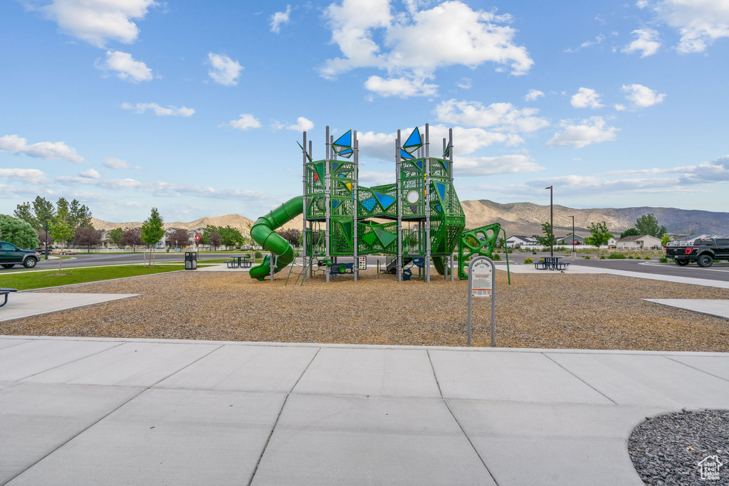 Community play area featuring a mountain view