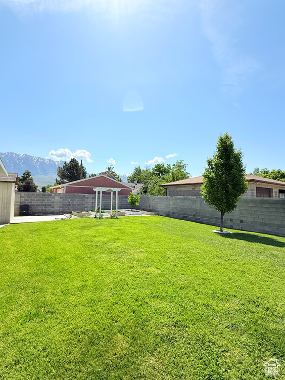 View of fenced backyard