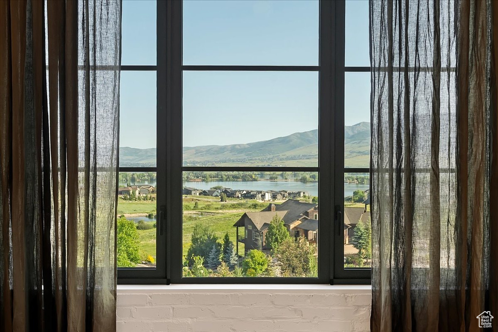 Detailed view of a water and mountain view