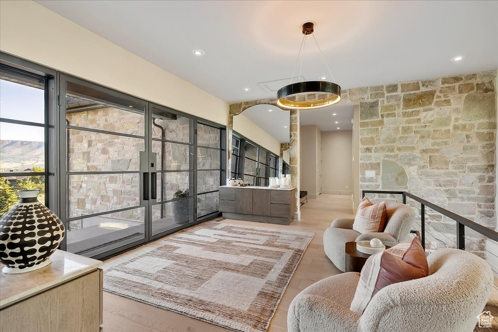 Living area with recessed lighting